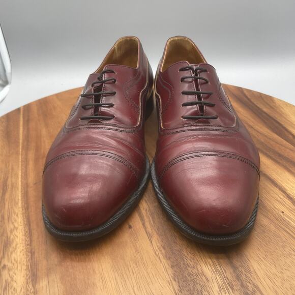 Zanin Oxfords Mens Size 10.5 Red Leather Cap Toe Dress Shoes Made in Italy - Picture 2 of 8